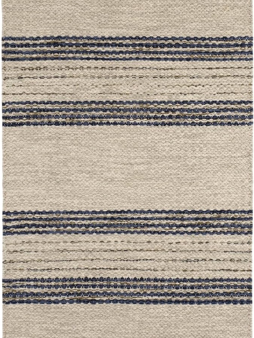 Cream and Navy Striped Woven Rug - Home Design